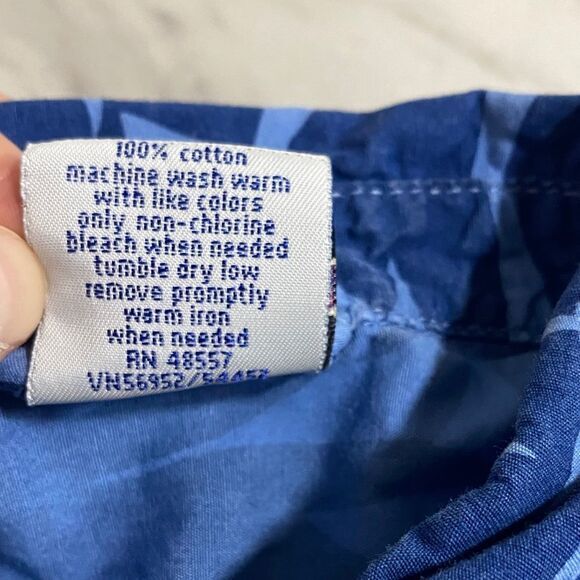 Sprockets 2T Blue Leaf Tropical Print Button Down Shirt Cotton Short Sleeve - Picture 9 of 9